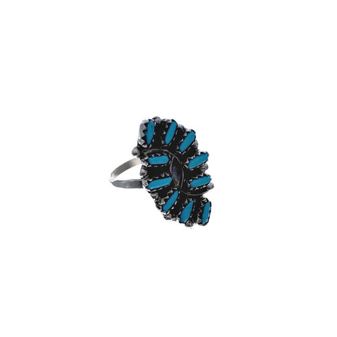 Genuine Sterling Silver Turquoise Zuni Ring Size 6-3/4 AX127230